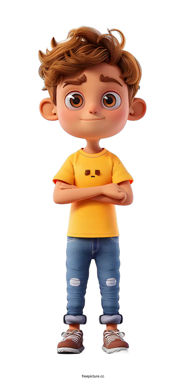 [Transparent Background PNG]3D rendering of a cute cartoon boy