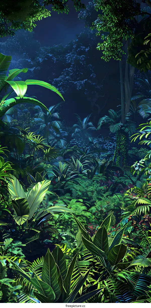 Green Tropical Jungle Night Forest
