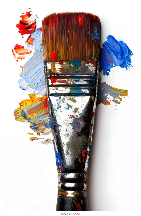 Paintbrush with Colorful Paint Strokes