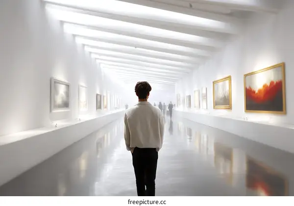 Modern Art Gallery Interior with Visitors