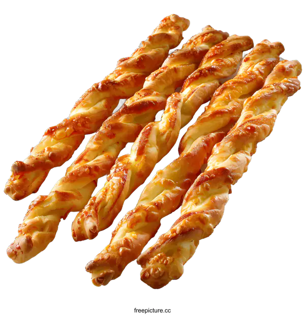 [Transparent Background PNG]Five Twisted Breadsticks With Cheese