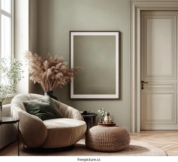 Modern Beige Living Room with Greenery