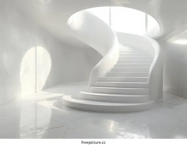 Modern White Spiral Staircase in Contemporary Home