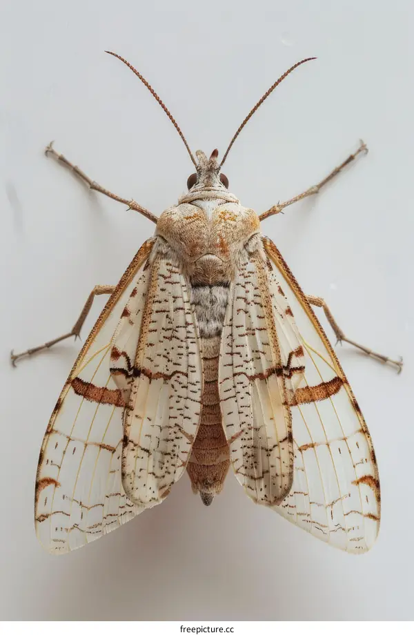 Adult Male Bagworm Moth with Spread Wings