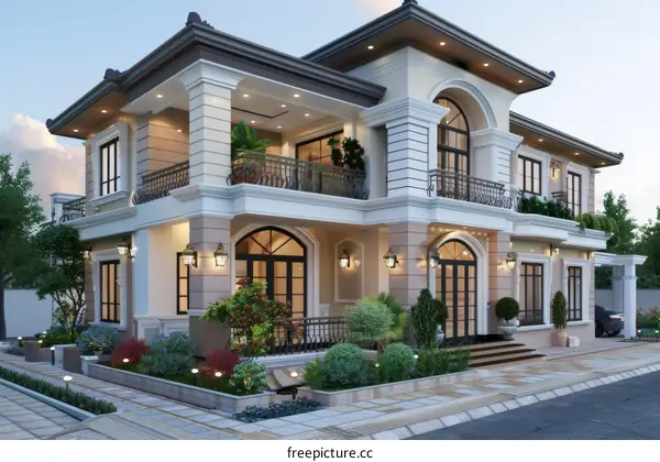 Elegant Classic Architecture Exterior Design Illustration