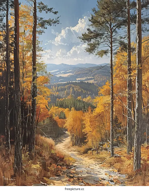 An autumn forest path