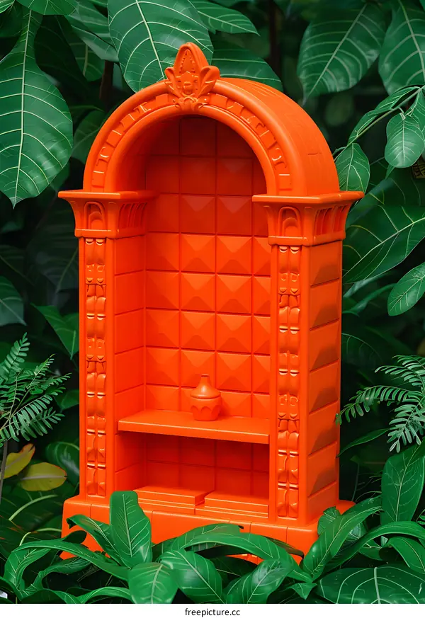 Orange Niche in Tropical Foliage