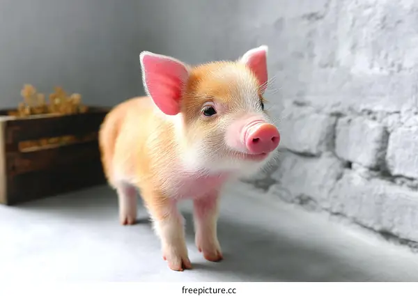 Adorable Little Piglet in Studio Setting
