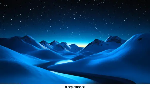 Nighttime Mountain Landscape Illustration