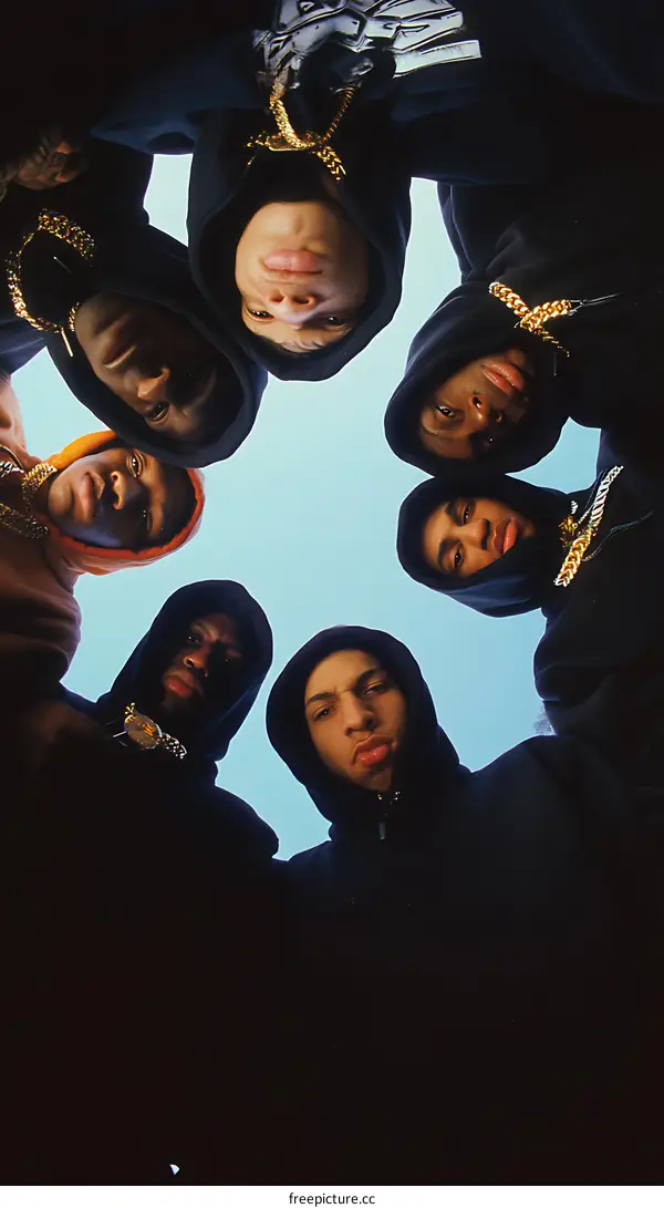 Hip-Hop Group Portrait from Below