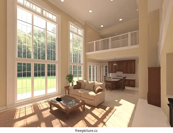 Modern House Interior Design with Large Windows and Open Floor Plan