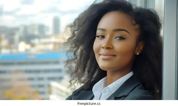 African American Professional Woman by Window