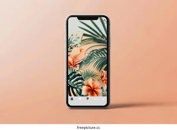 Close Up of Mobile Phone Screen With Tropical Background