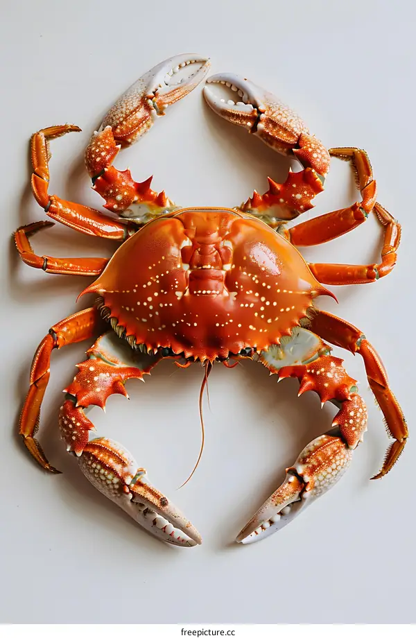 Fresh Cooked Crab on White Background