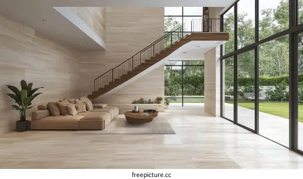 Modern Beige Living Room Interior Design