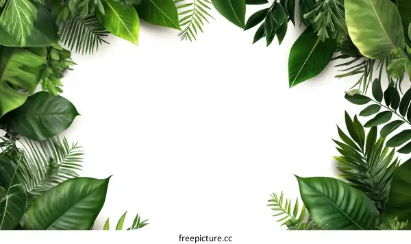 Tropical Green Leaves Border Design