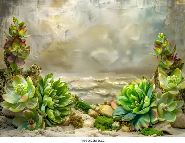 Green Succulents on a Neutral Background