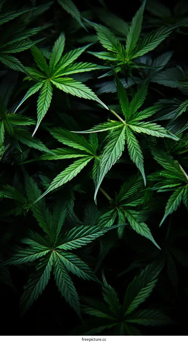 Close-up of cannabis leaves