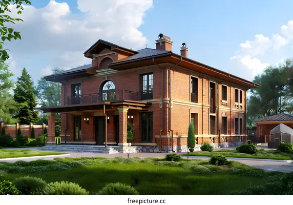 Brick House with Balcony and Garden