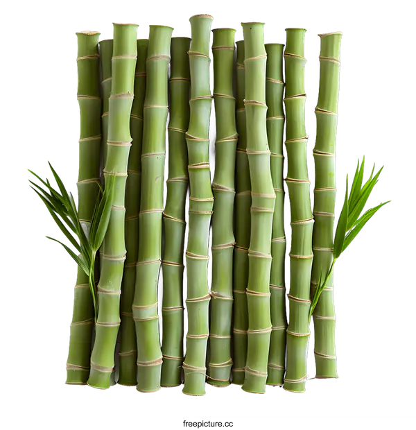 [Transparent Background PNG]green bamboo sticks on white background