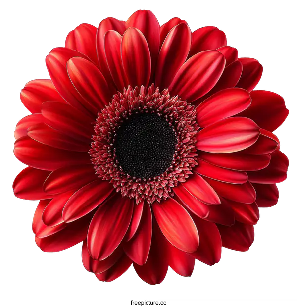 [Transparent Background PNG]Close-up of a Vibrant Red Gerbera Daisy