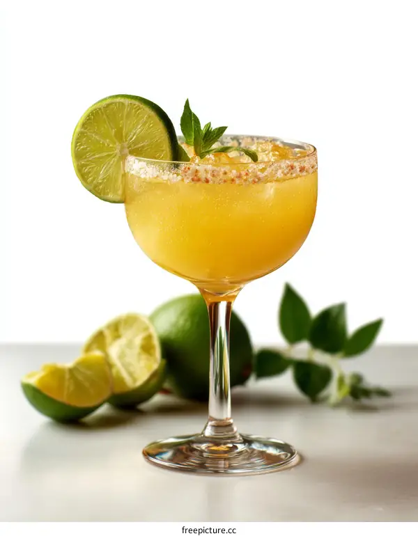 Refreshing Margarita Cocktail with Lime and Mint