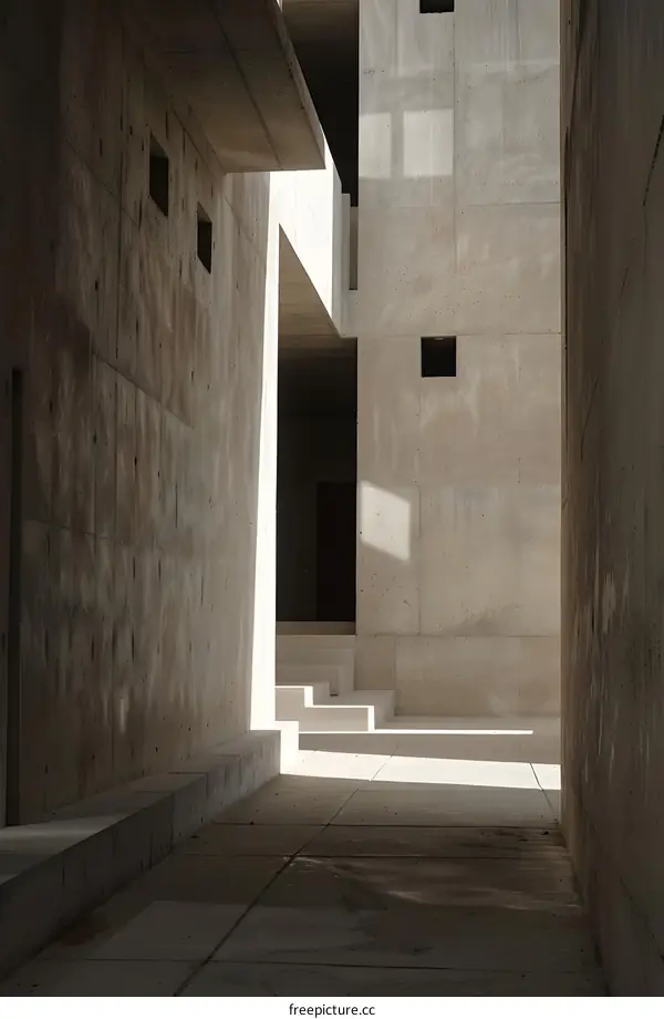 Minimalist Concrete Architecture in Sunlight