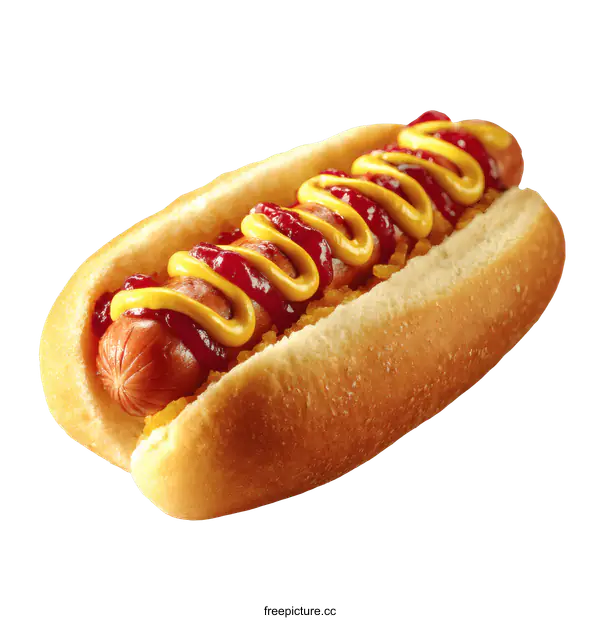 [Transparent Background PNG]Delicious Hot Dog with Mustard and Ketchup
