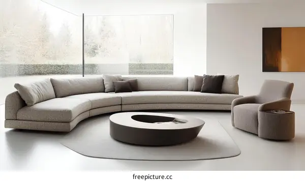 Modern Curved Sectional Sofa Living Room Design