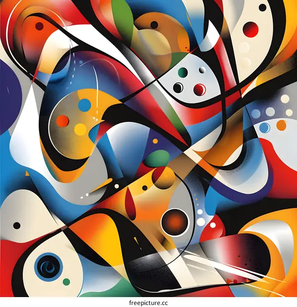 Colorful abstract painting with geometric shapes
