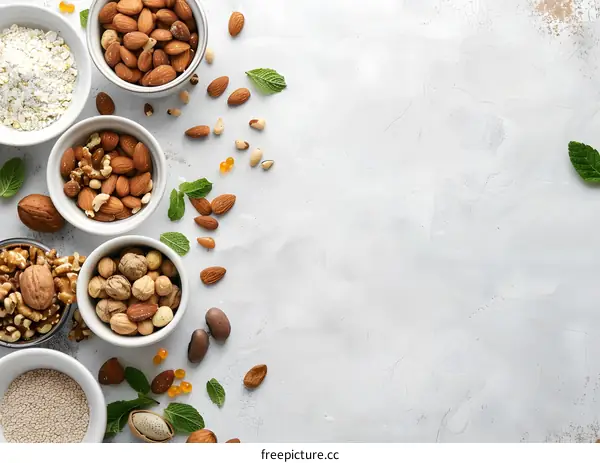 Assortment Of Nuts On A White Background
