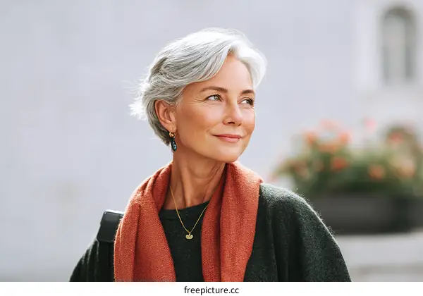 Thoughtful Senior Woman Outdoors