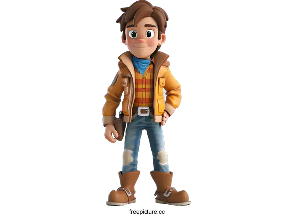 [Transparent Background PNG]Cartoon Boy Explorer Ready for Adventure