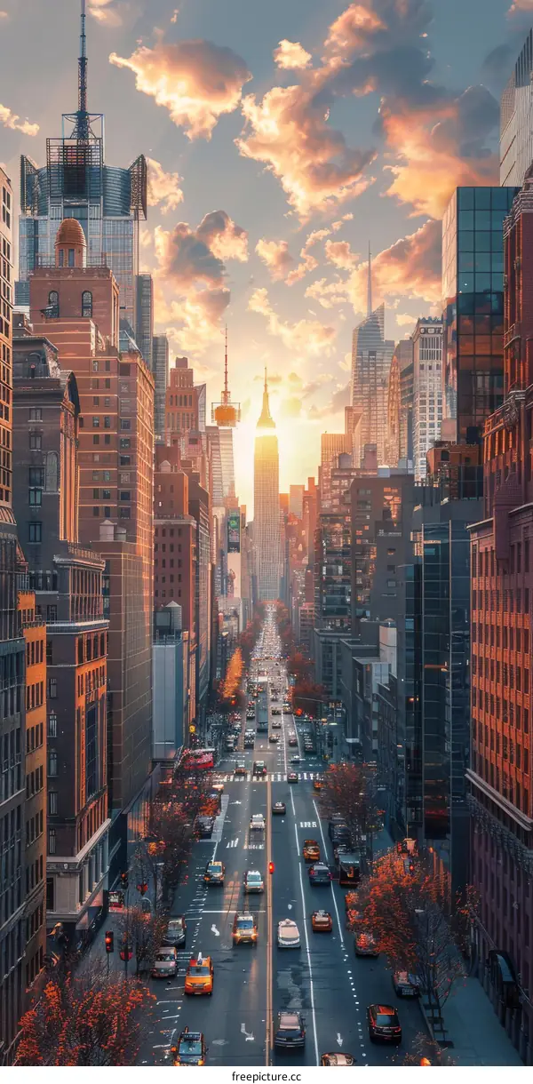 New York City Empire State Building Sunset