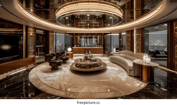 Luxury living room with city view