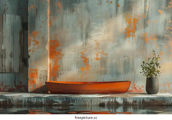 Rusty Industrial Boat Interior Illustration