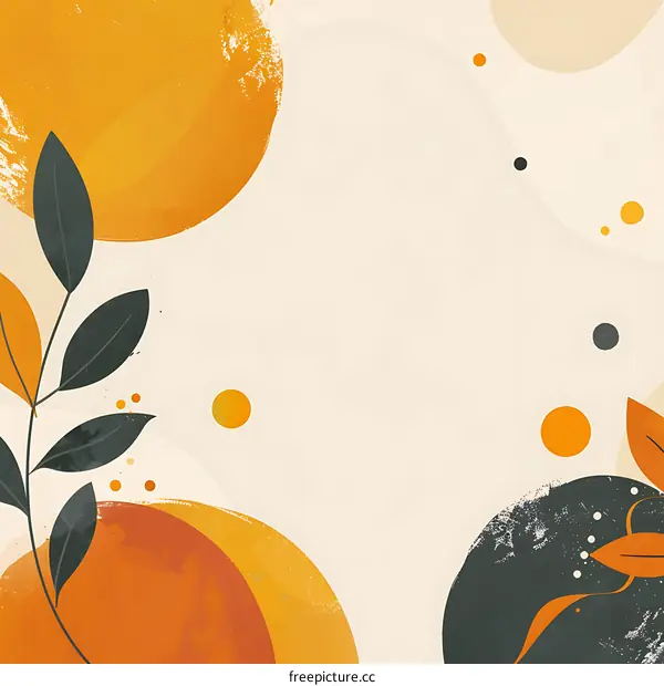 Abstract Autumn Leaves and Circles Background Illustration