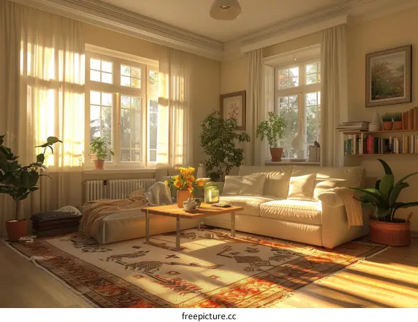 Airy Living Room With Ample Light and Plants