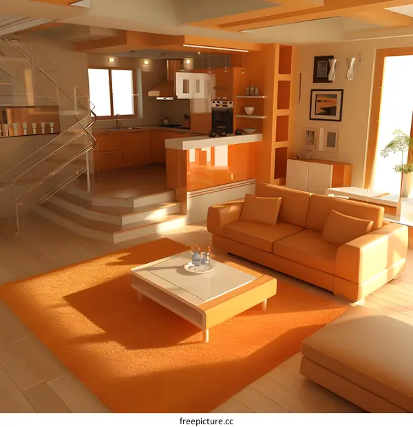 Orange living room interior design