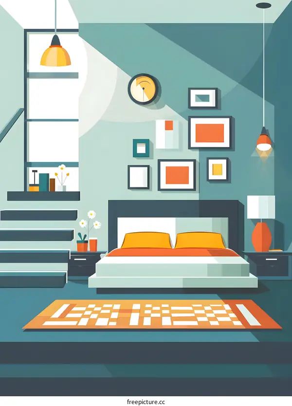 Modern Bedroom Interior Design Illustration