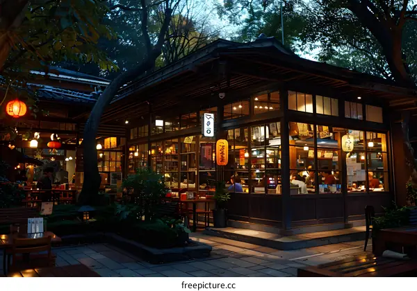 Japanese Restaurant at Night