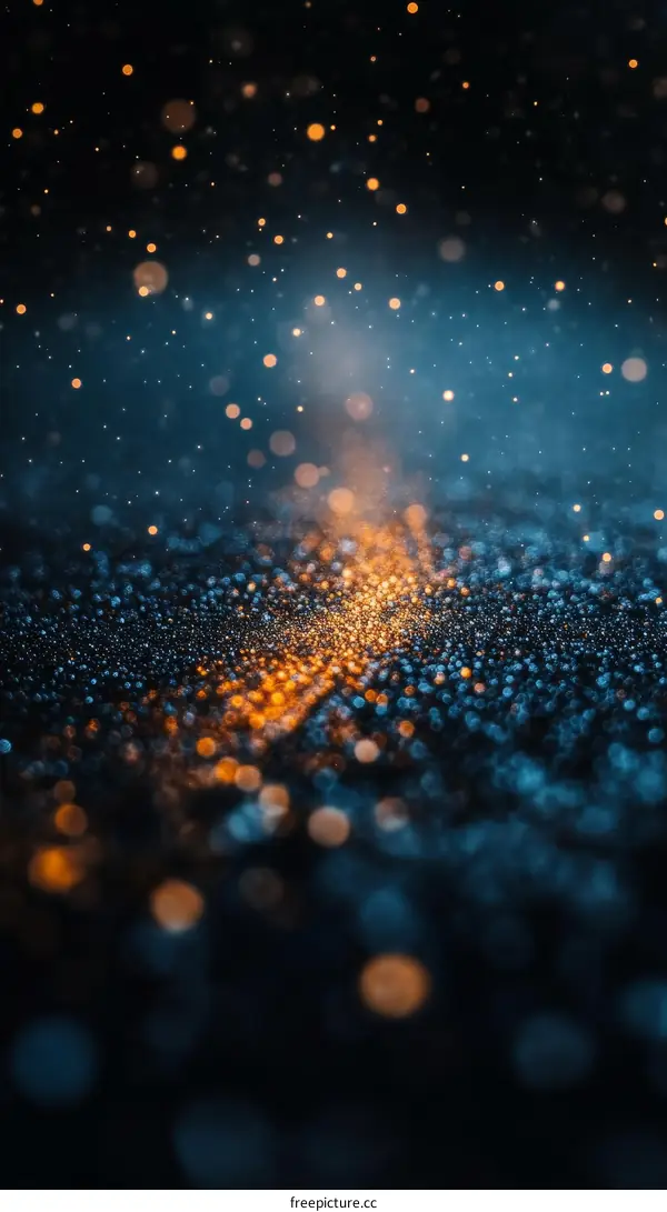 Abstract Bokeh Background with Golden and Blue Lights