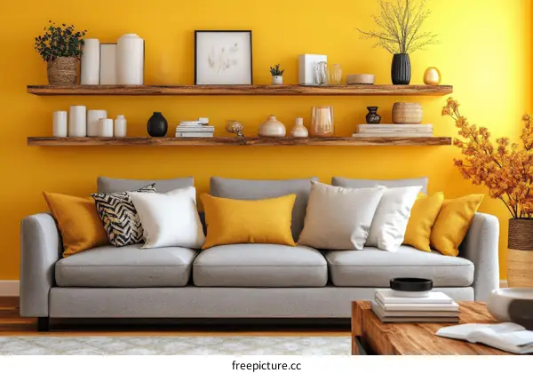 Modern Yellow Living Room Interior Design
