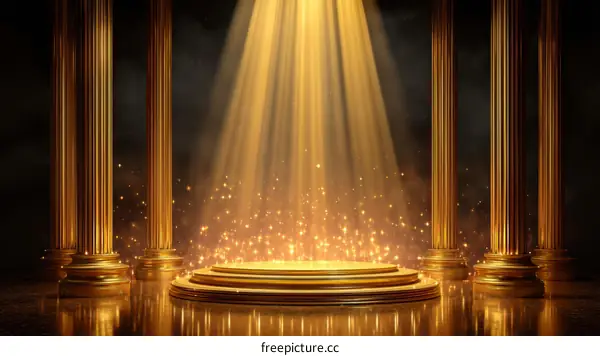 Golden Columns and Illuminated Podium