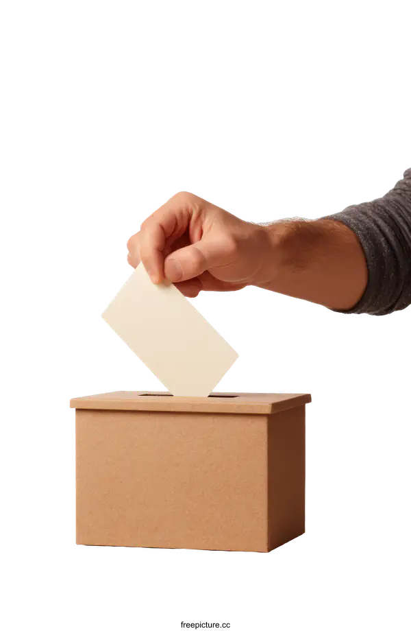[Transparent Background PNG]Voting Ballot Box with Caucasian Person