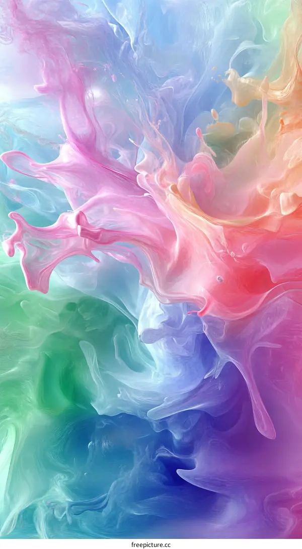 Abstract Colorful Liquid Paint Splash Art