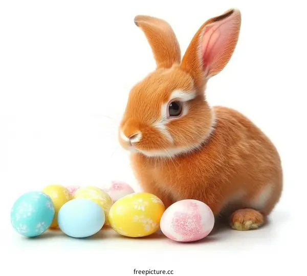 Adorable Easter Bunny with Colorful Eggs