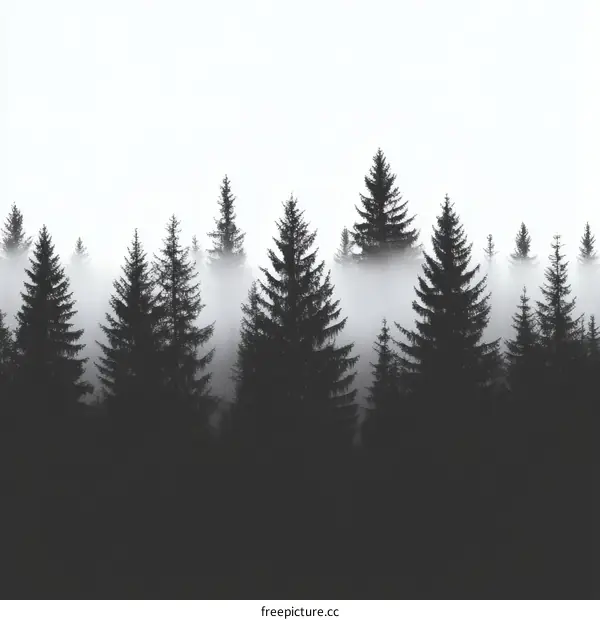 Misty Forest Silhouette Illustration
