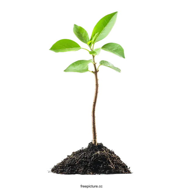 [Transparent Background PNG]Green Plant Sapling Growing in Soil Against transparent background