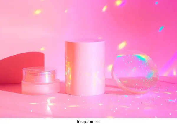 Pink Cosmetic Product Display Illustration